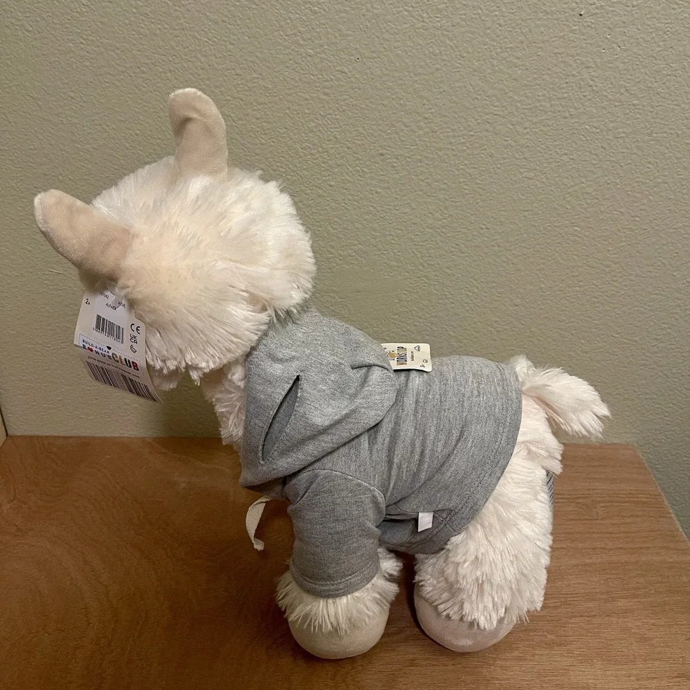 NWT Build A Bear  Workshop  Wooly Alpaca Plush Toy Cream & NWT Gray Hoodie‎